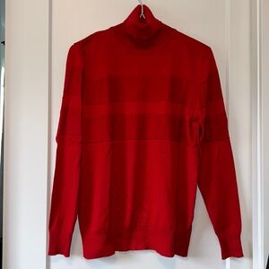 Red Monochrome Striped Sweater Turtleneck
